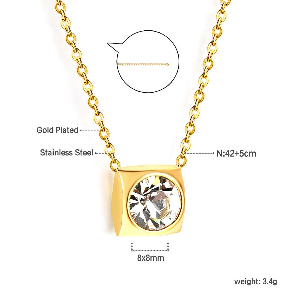 Simple Round White Diamond Pendant Necklace Elegant Versatile Collarbone Chain Jewelry For Women