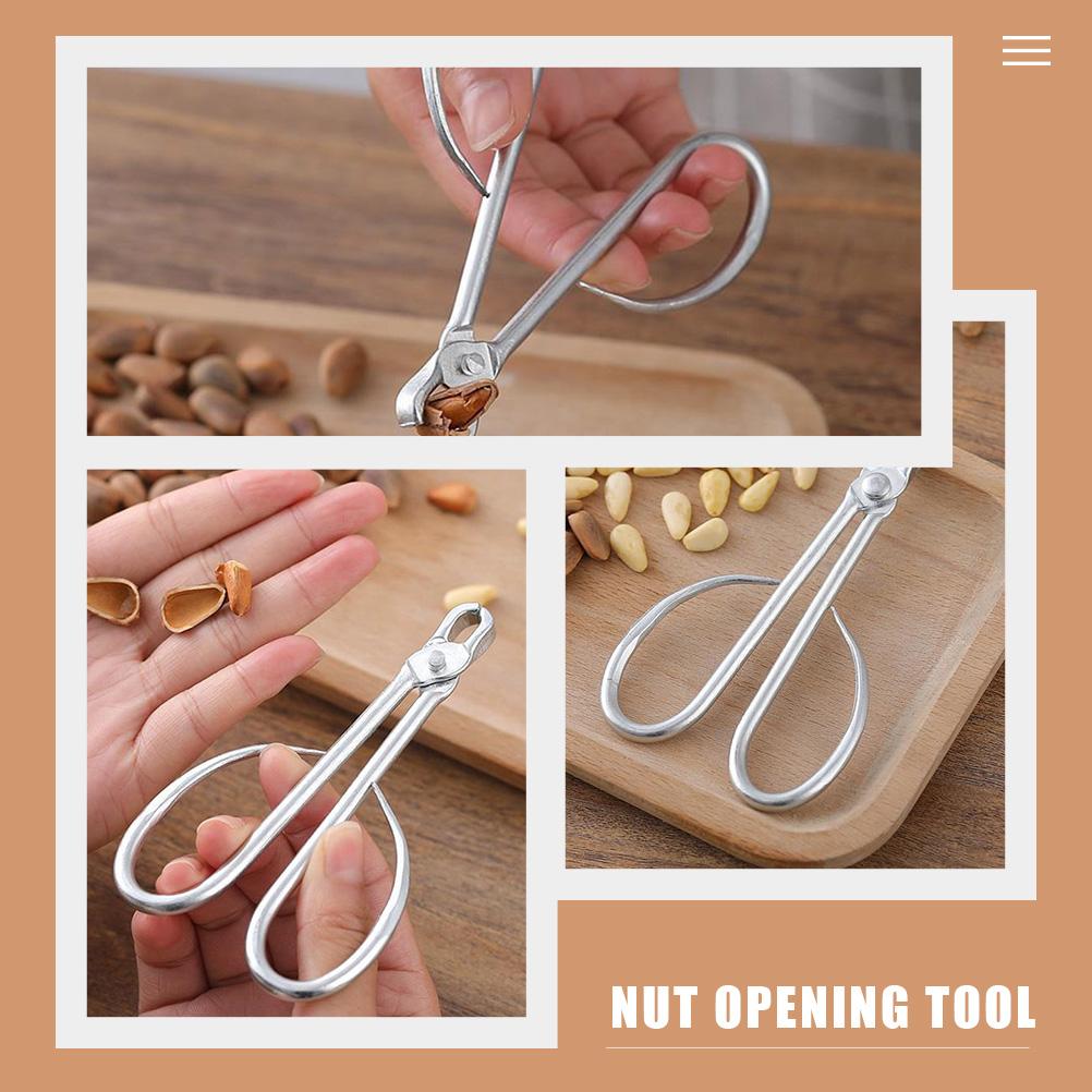 3pcs Stainless Steel Pine Nuts Clip Nut Opener Cracking Tool Portable Nut Opener for Household Nut Cracking Convenient