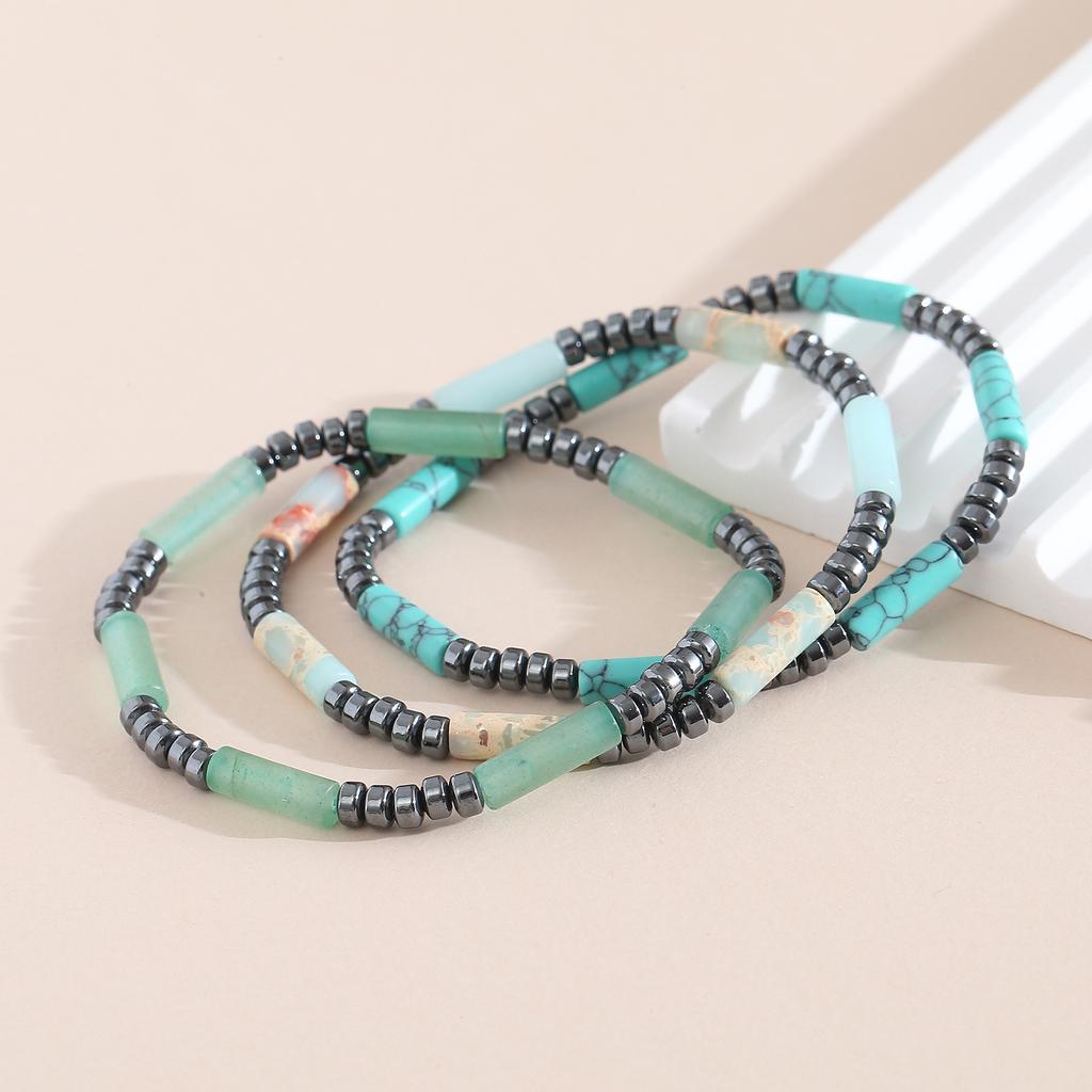 Unisex Hematite Bracelet Irregular Emperor Stone Beaded Jewelry Handmade Elastic Minimalist Energy Gift for Men Women