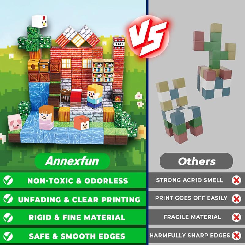 Non-Toxic Magnetic Building Blocks Mine World Magnet Cube For Stacking Construction Set Educate Sensory Toys Kids Children Ages 3+ Diy