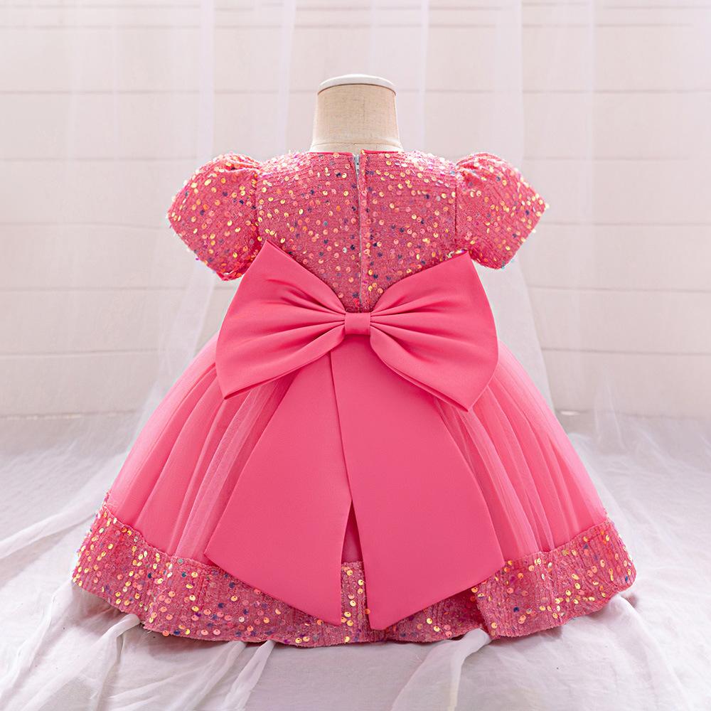 Kids Sequin Birthday Dress Summer Wedding Flower Girls Dress Toddler Baptism 1st Birthday Dress Baby Girl Clothes Princess Wedding Party Kids Costume