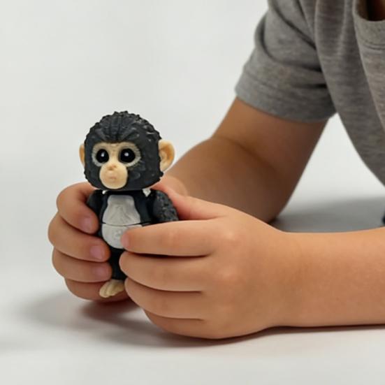 2Pcs 3D Printed Monkey Figurine Movable Joints Mini Orangutan Statue Fidget Toy Home Office Desktop Decoration Ornament