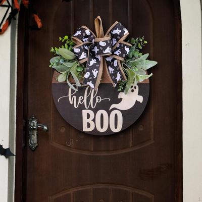 Geist Halloween Holz Türhänger Vorne Dekorativ mit Schleifenschmuck