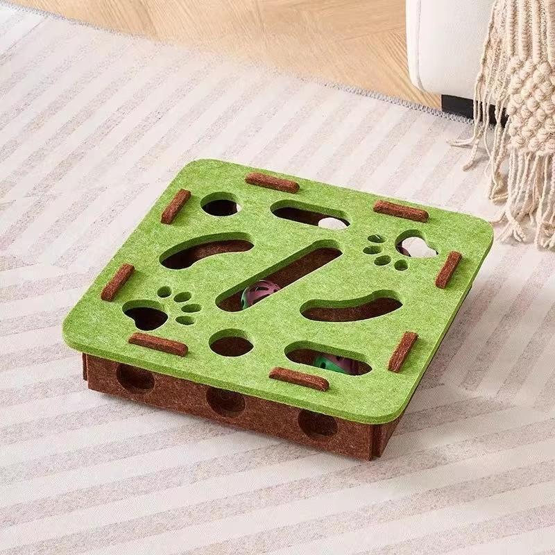 

Cat Puzzle Toys, Felt Puzzle Cat Sports Ball Toys, Indoor Sports Entertainment, Puzzle Maze Digging зелёный