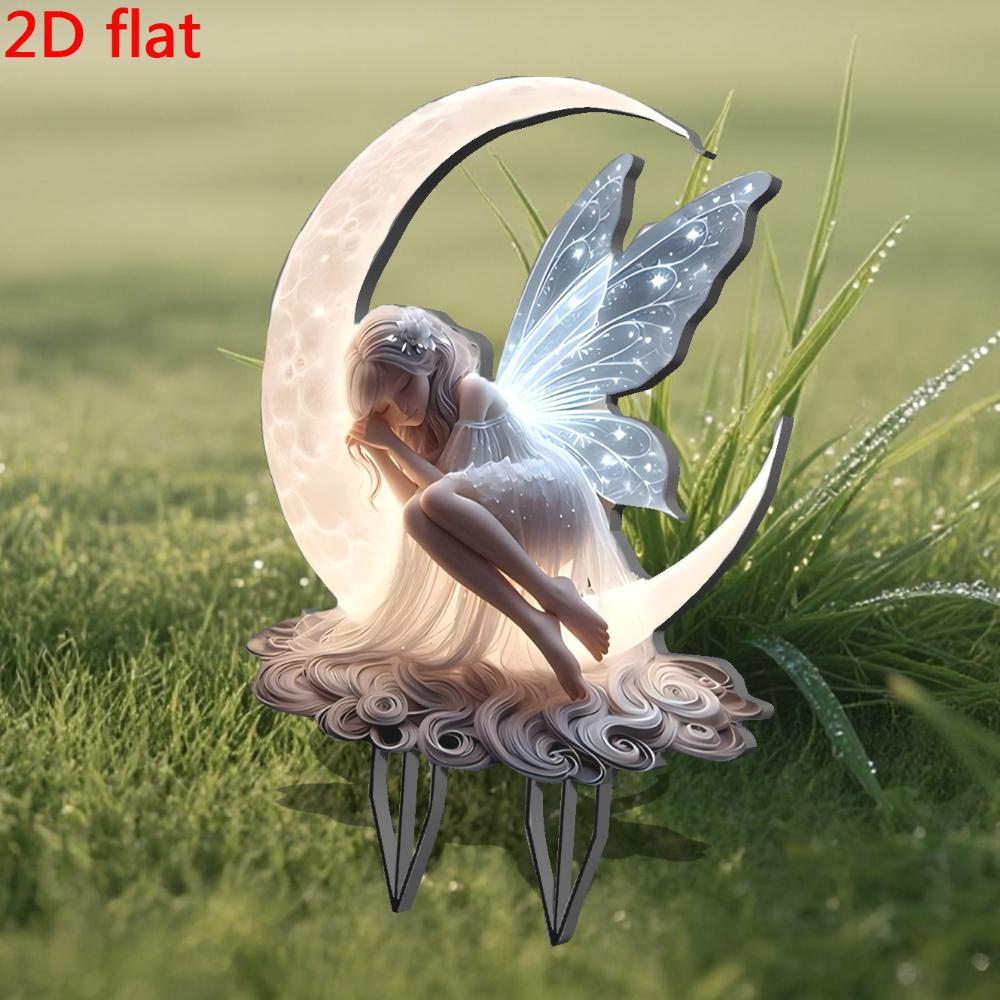 Moonlight Fairy, 2D Flat, Acrylic, Garden Pile Signage, Suitable for Courtyard, Lawn, Holiday Party Decoration, Garden, Christmas, Gifts