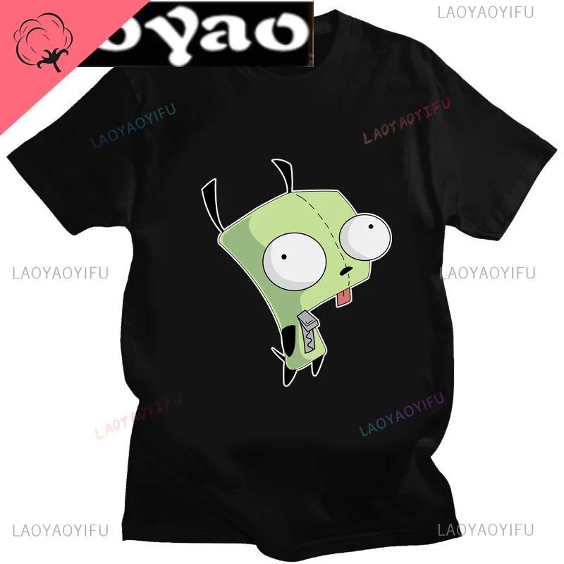 Cute Cartoon Invader Zim Gir Graphic Tshirt Image Cotton Women Men Retro Tees Unisex Adult Harajuku Fun Fashion Streetwear Tops