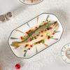 Hegawa House 12-inch Retro Fan Leaf Ceramic Fish Plate