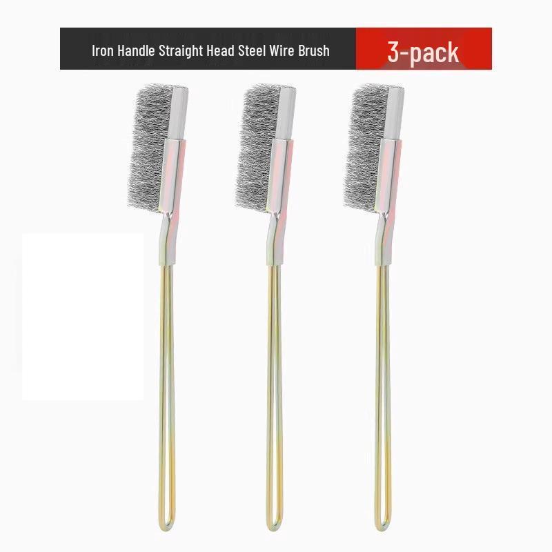 Long-Handled Stainless Steel & Copper Wire Brush for Rust and Groove Cleaning