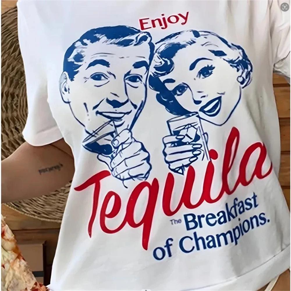 Enjoy Tequila Retro tshirts Women soft fabric tshirt girl anime Japanese y2k clothing S