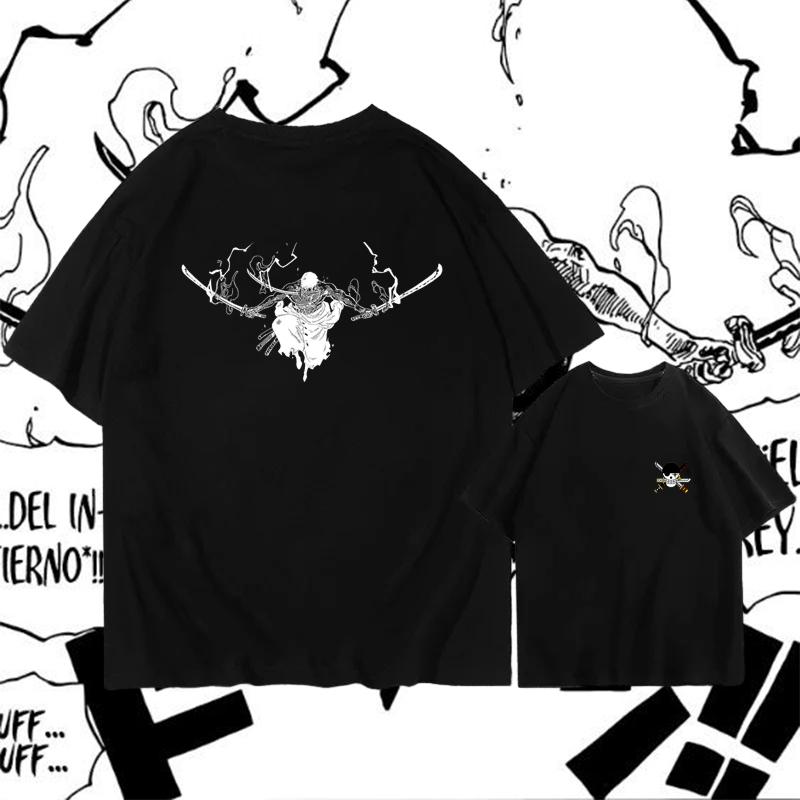 ONE PIECE Japanese Animation Cotton T-shirt Short-sleeved Clothes Around Sauron Student Printing Men's and Women's Trends Summer