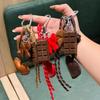Acrylic Chocolate Ornament Heart Leather Keychain Bag Braided Cord Bow Design Backpack Pendant Tassel Love Heart Lanyard