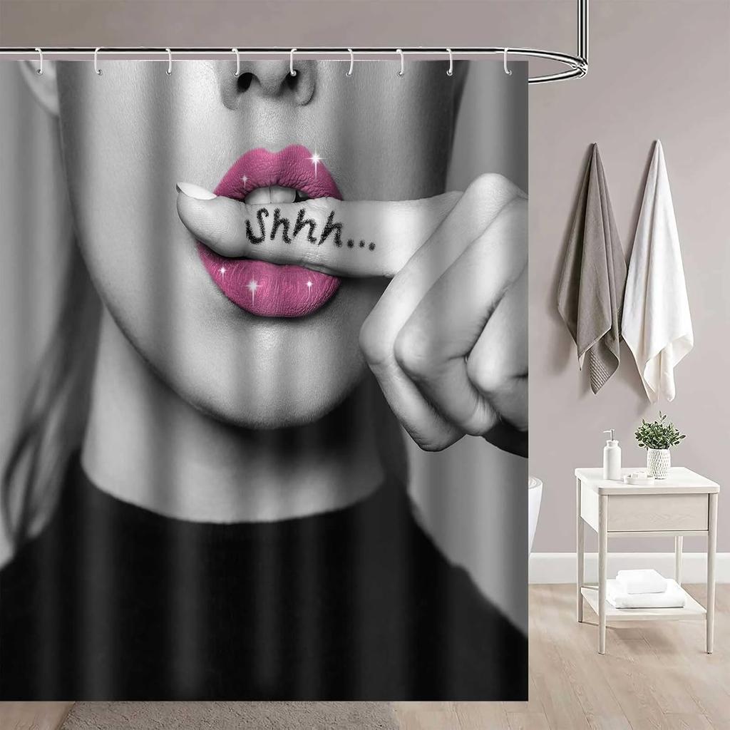 Fashion Woman Shower Curtain Modern Women Funny Bathtub Shower Curtain Decoration 12 Hooks 180X180Cm