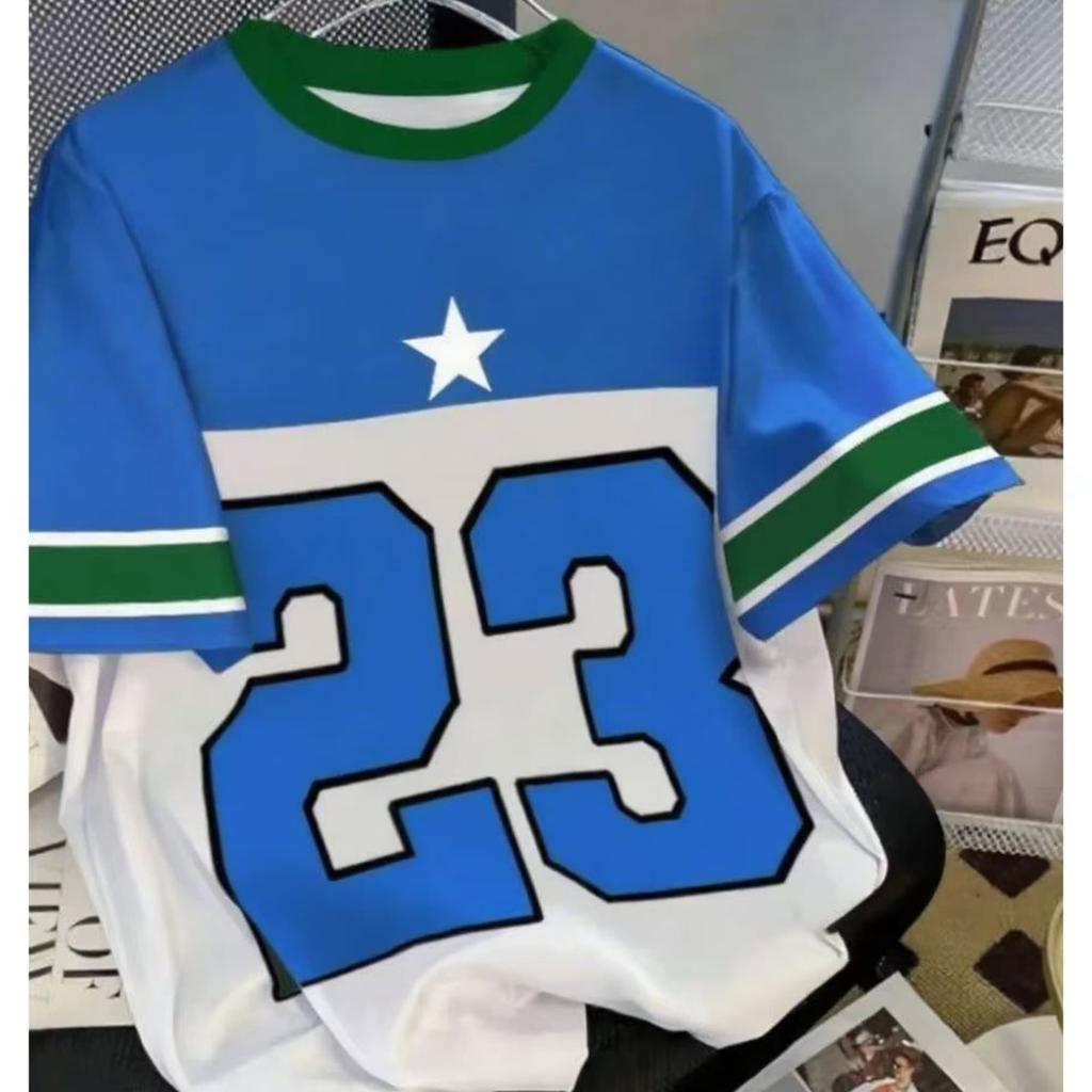 Number 23 Star Pattern Men's T Shirt Red White Style Dry Striped Design Casual Daily Wear Tshirt Trendy Sports