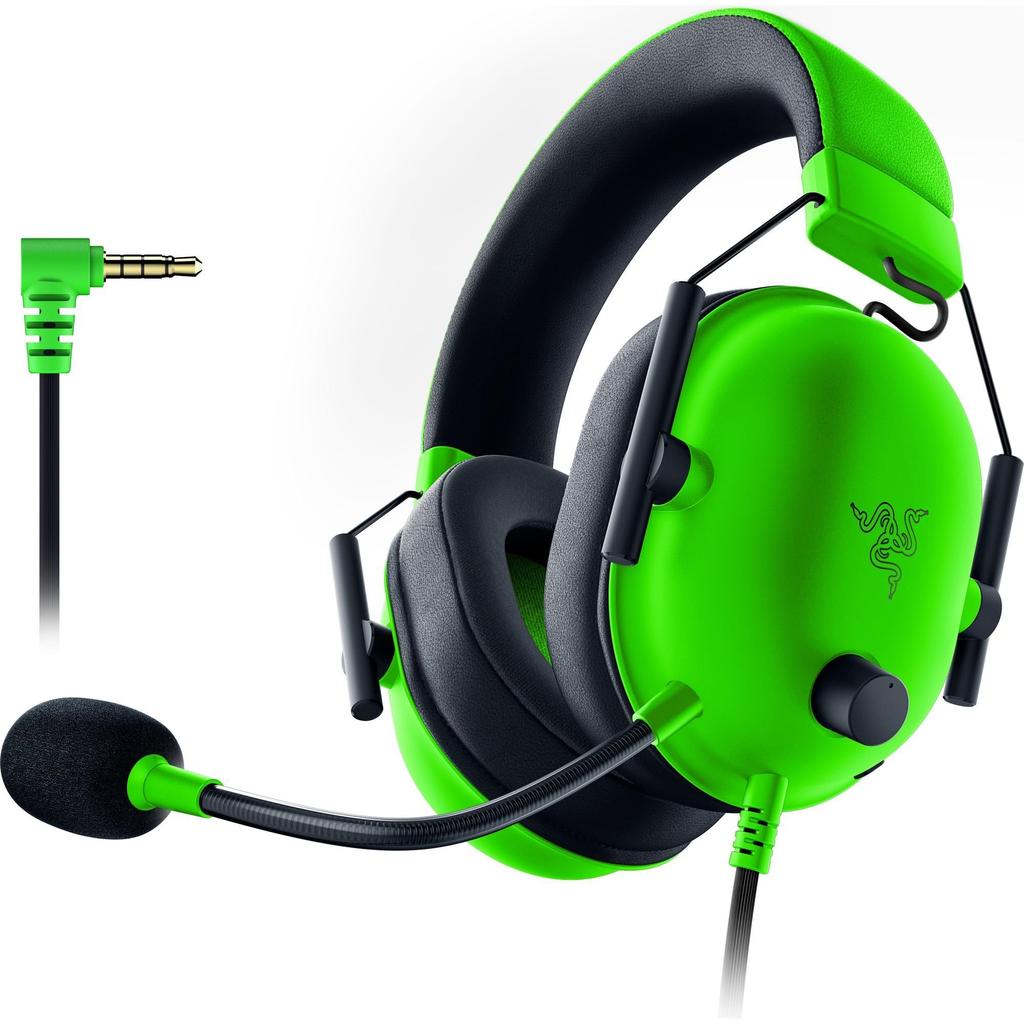 Razer BlackShark V2 X Gaming Surround Sound 50mm Drivers Memory Foam Cushions for and Switch Audio Jack Green Headset 7.1 - - - PC, PS4, PS5, - 3.5mm