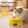 Interactive Cat Toy Set With Cheese Design Feather Wand Whack-a-Mole Style Play Indoor Cats