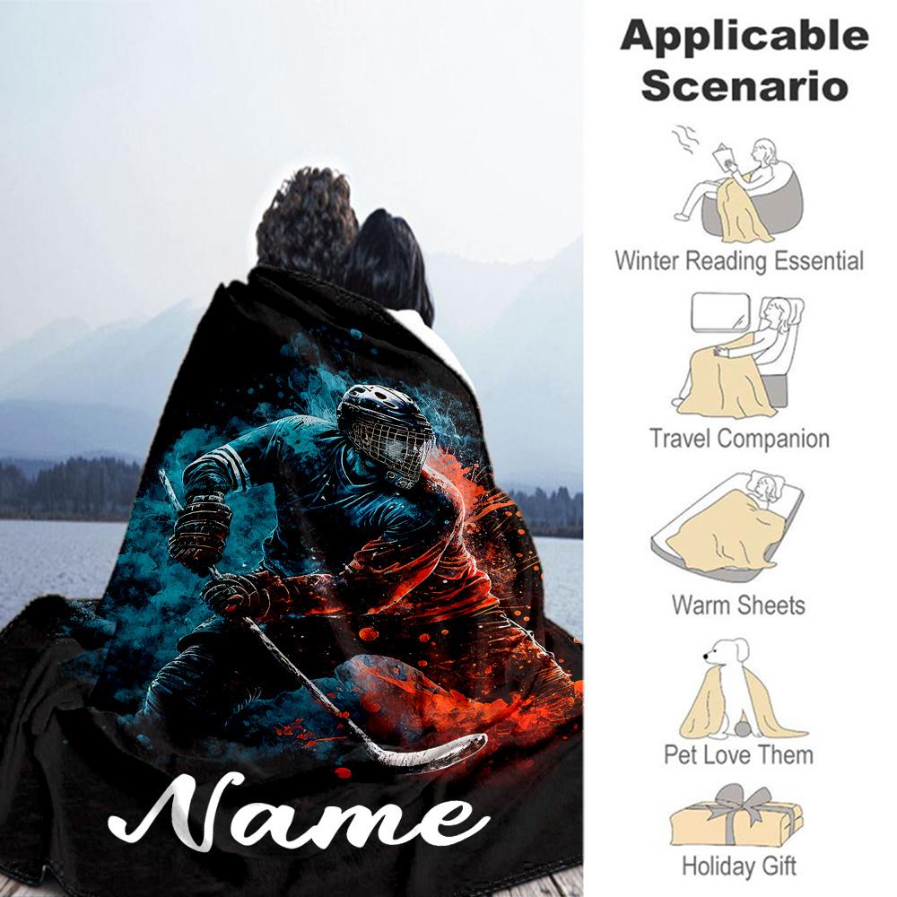 Hockey Enthusiast99 Personalized Text Blanket Gift Personalized Blanket Soft Warm Cozy Versatile for Bedding Couch Home Decor Livingroom