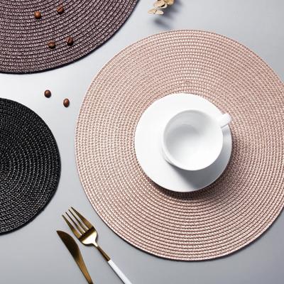 Woven Round Placemat Anti-scalding Heat Insulation Dining Table Mats Western Restaurant Dish Mat Non-slip Household Supplies