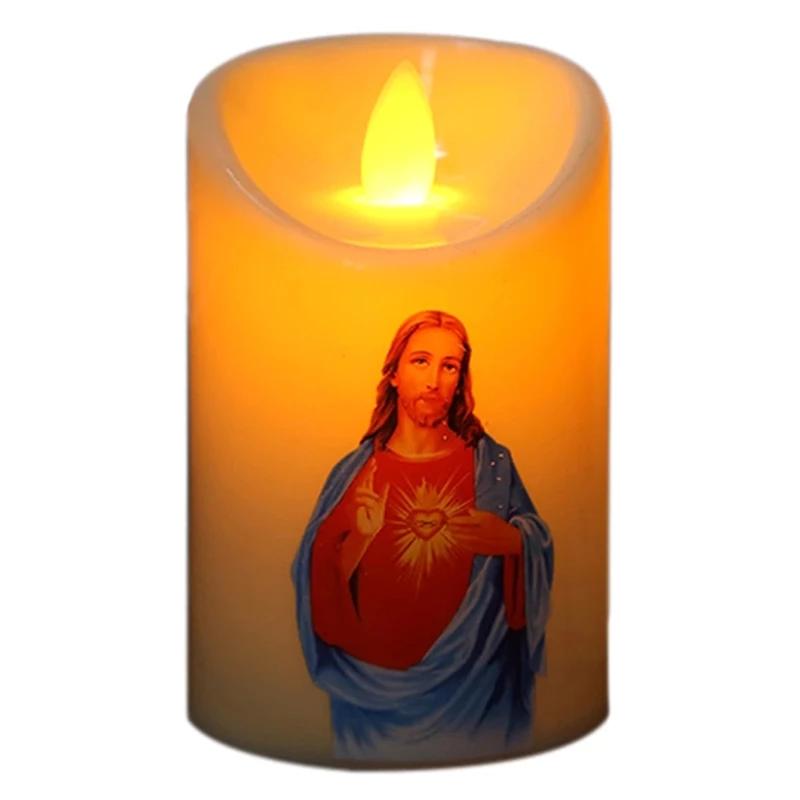 Jesus Christ Candles Lamp LED Tealight Romantic Pillar Light Battery Operated Creative Flameless Electronic Candle candles home