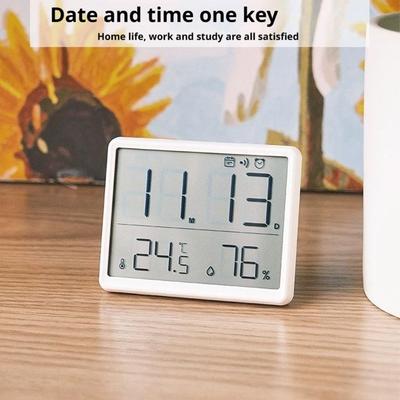 Digital Thermometer Hygrometer Clock Magnetic Wall Mount Alarm Slim LCD Display For Kitchen Bedroom Office Home Decor Accessory