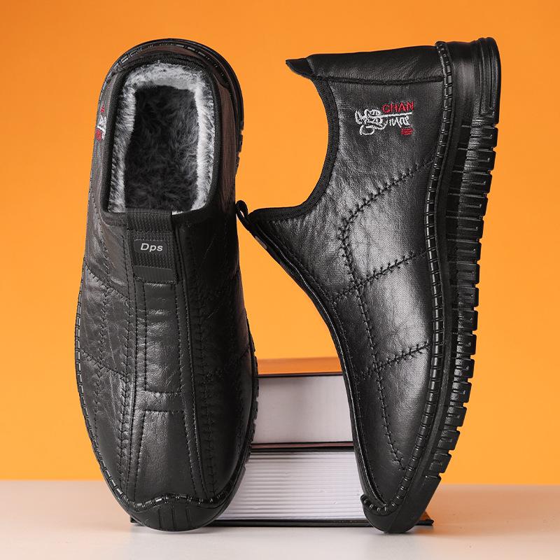 Shoes Men's winter versatile cotton shoes Large size leather boots Cold-proof and warm snow boots Fleece thickened cotton boots Men's boots
