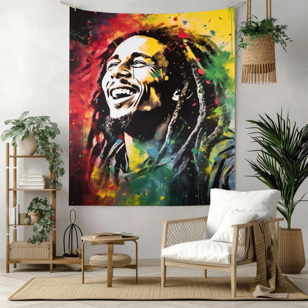 Bob Marley Estetická Tapiserie Severský Minimal Ideální Pro Stěnu Koleje Čtecí Koutek Ložnice Celoroční Ručně Malovaný Styl Dárek Pro Nový Domov