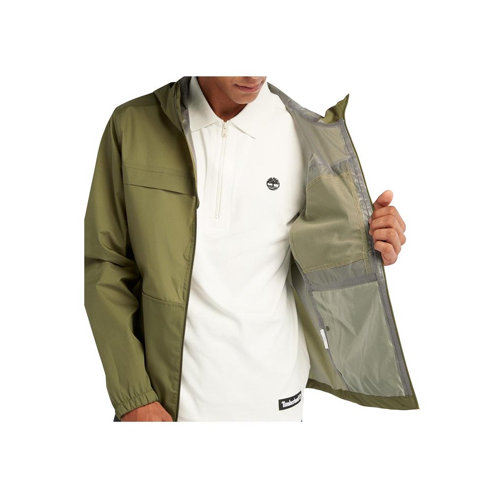 Timberland Solid Color Outdoor Waterproof Packable Hooded Jacket Men Jackets Avocado-Green A6R9S-V46