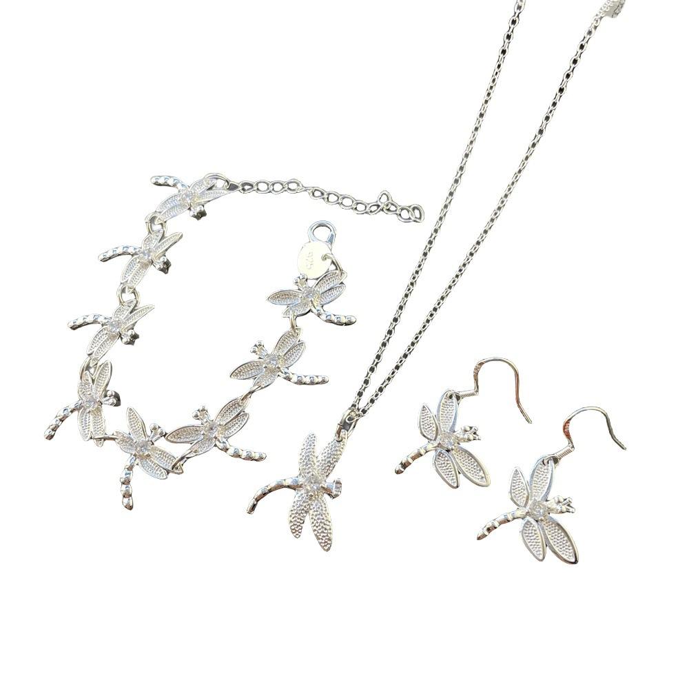 Boutique Jewelry Set Dragonfly Pendant Necklace Bracelet Earrings