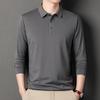 Men's Polo Spring and Autumn Long-sleeved T-shirt Men's Lapel Simple Business Youth Loose Large Size Dad Wear