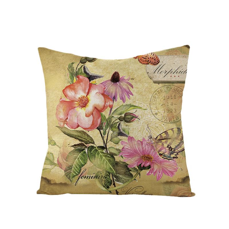 New Retro Flower Pillow Cover Polyester Home Pillow Living Room Sofa Cushion Cushion