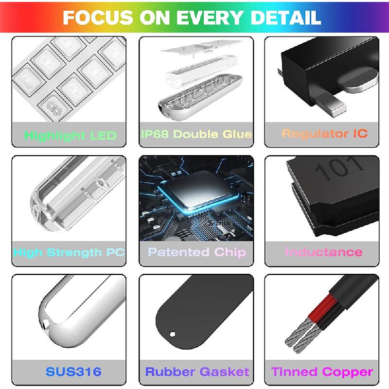 2pcs Blue LED Waterproof Transom Lights Marine Underwater Lamps Stainless Steel