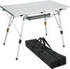 2-in-1 Folding Camping Table with Removable Mesh Layer - Lightweight Adjustable Height Aluminum Table for BBQ, Beach,