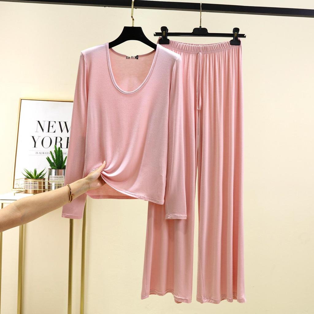 Modal Damen Frühlings-Pyjama-Set - Übergröße, Lockere Passform, Langarm, Zweiteilig