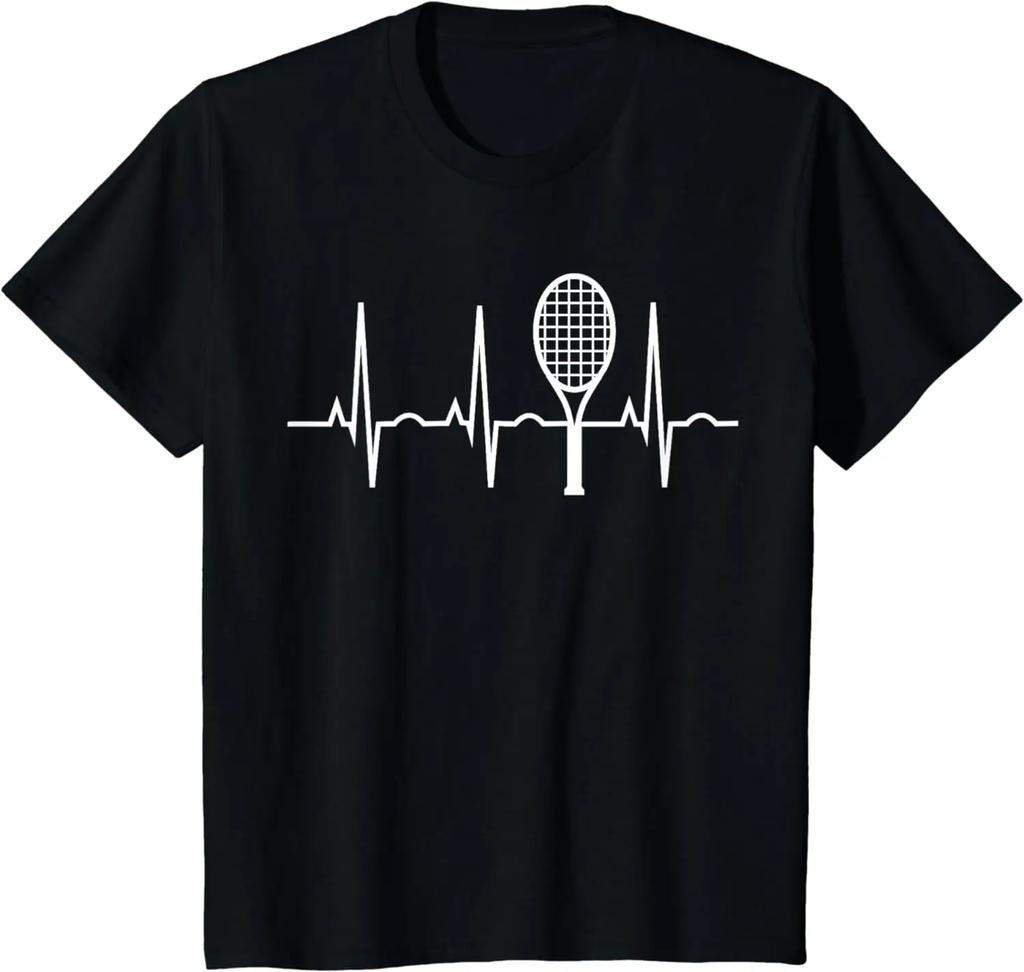 Tennis Heartbeat Shirt Best Tennis Gift Tee for Players Fans T-Shirt  Men Clothing Tops Streetwear Vintage T Shirt Camisas