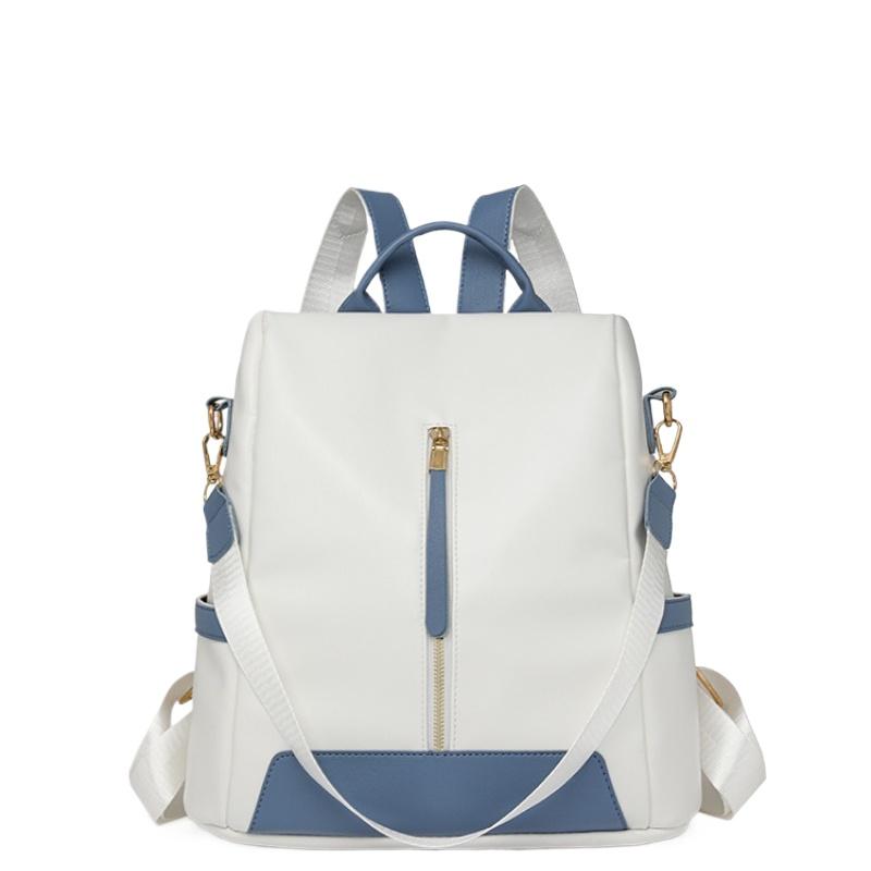 Female Backpacks with PU Zippers Casual Bags High Capacity Basic Style Trend Contrasting Colors New Fashion
