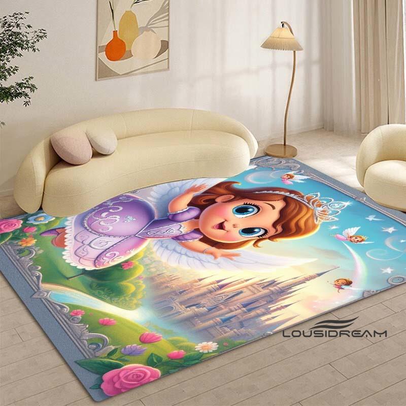 Cartoon Sofia die Erste Prinzessinnen-Muster Teppich - Raumdeko, Maschinenwaschbar und Weich, Perfekt für Schlafzimmer Spielmatte, Wohnzimmer