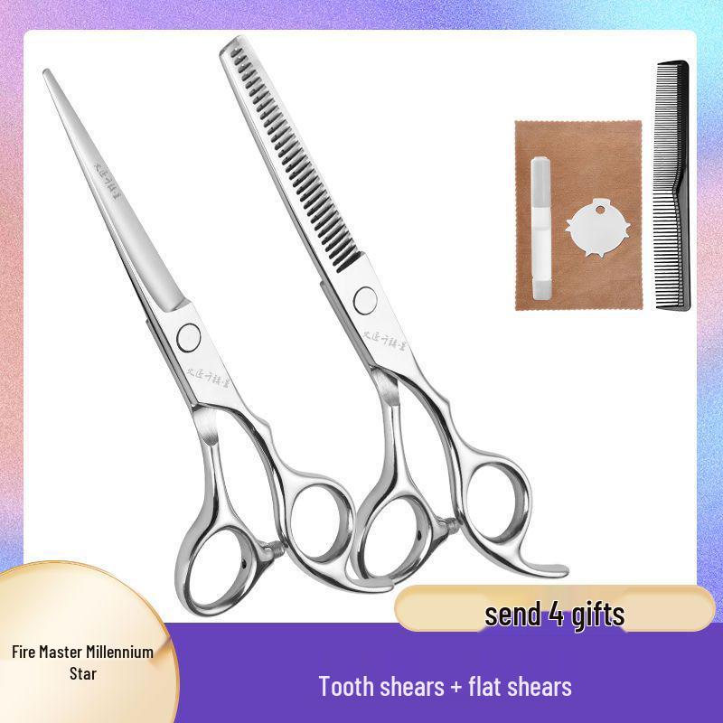 Professional Hairdressing Scissors Set: Flat Teeth, Cutting, and Thinning Scissors - Free Shipping