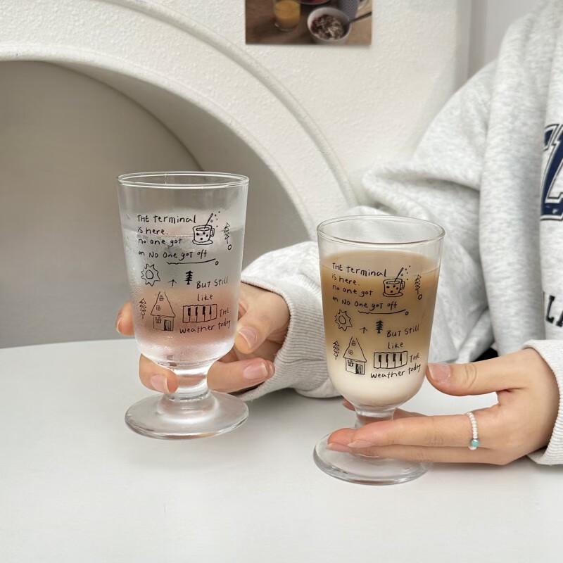Shuangqi Minimalist Line Art High-Foot Glass Cups