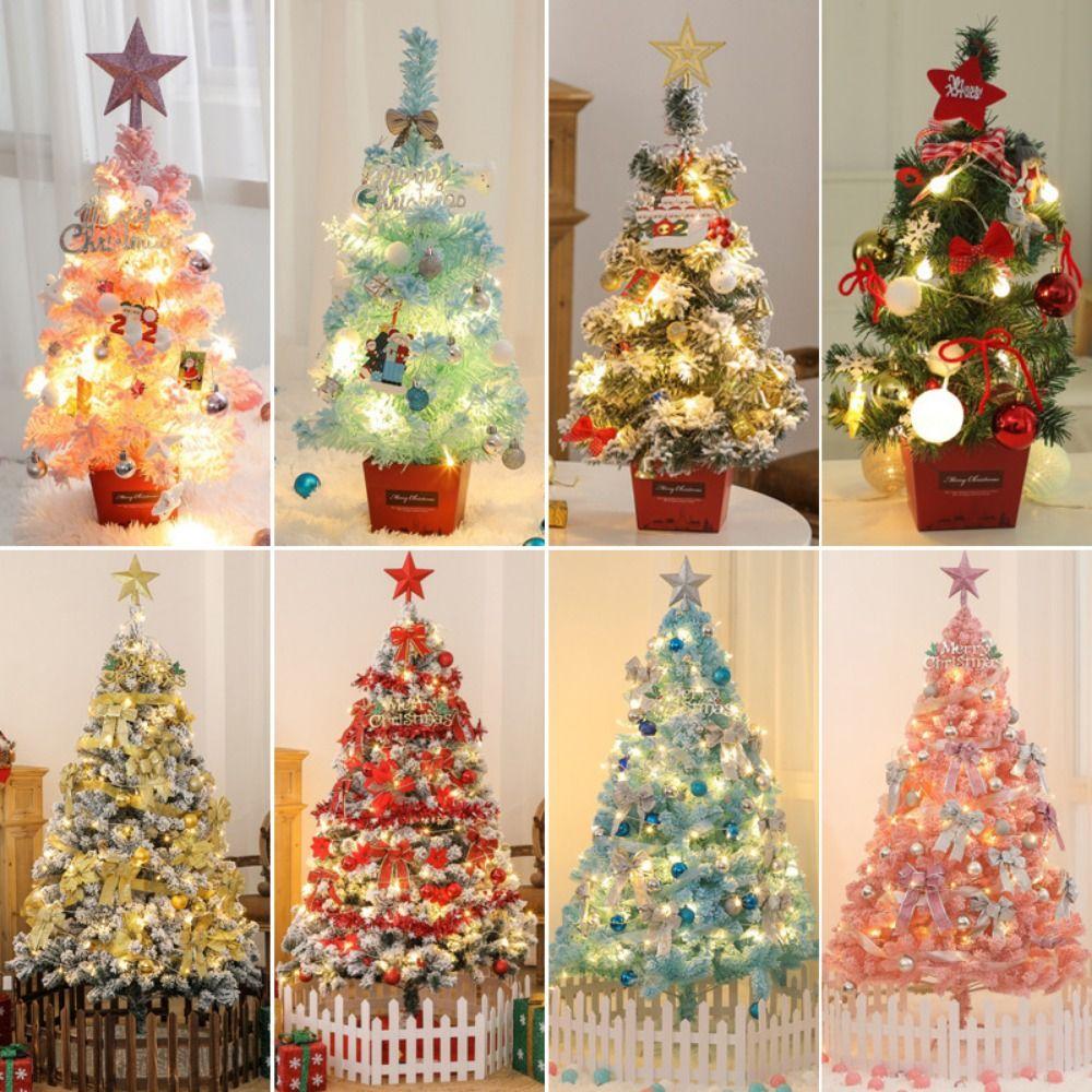 

Household Decor Xmas Desktop Home Decoration Christmas Tree PVC Mini Trees With Light