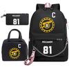 Large Capacity Schoolbag with Shoulder Strap; Student Three-piece Pencil Case Set