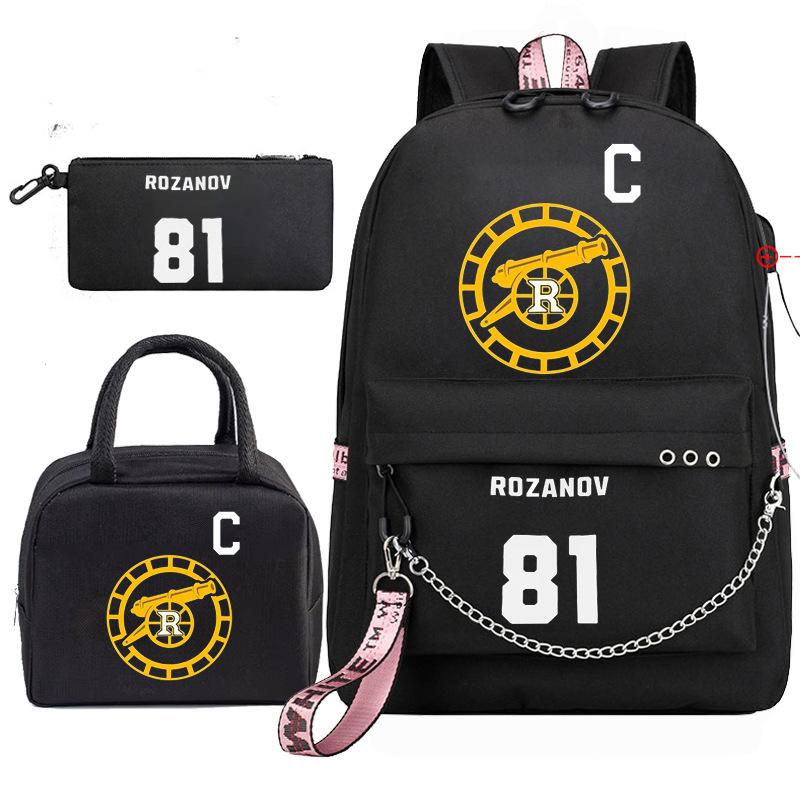 Large Capacity Schoolbag with Shoulder Strap; Student Three-piece Pencil Case Set