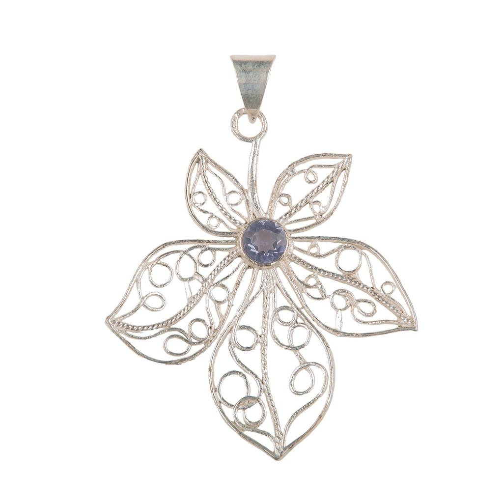 Seltenes Iolith Edelstein 925 Sterling Silber Schmuck Handgefertigt Designer Anhänger 2,29" CP-19-11