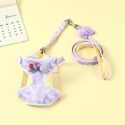 Pastel Pet Pet Ribbon Printed Harness Set, Purple