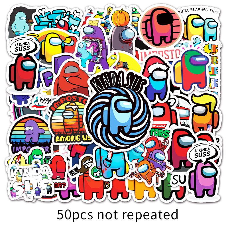 50 Unique Among Us Graffiti Stickers for Laptops, Suitcases, and Cars
