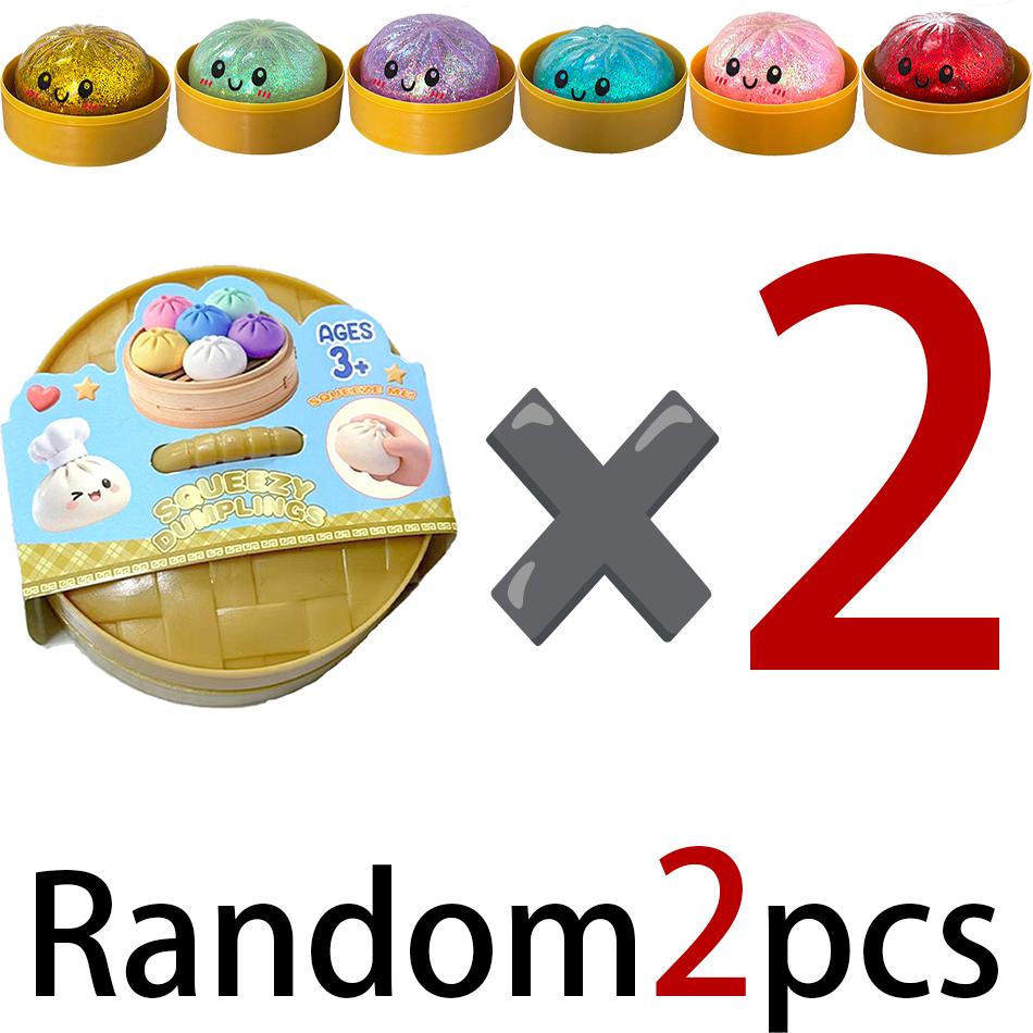 Hot 1pcs Colorful Glitter Dumpling Glitter Dumpling Squishy with Box Dumplings Sensory Squeeze Toy for Stress Relief Toys
