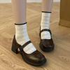 5cm heightened thick heel shorty Le Versatile British JK small leather shoes women's 2025 new retro black Mary Jane