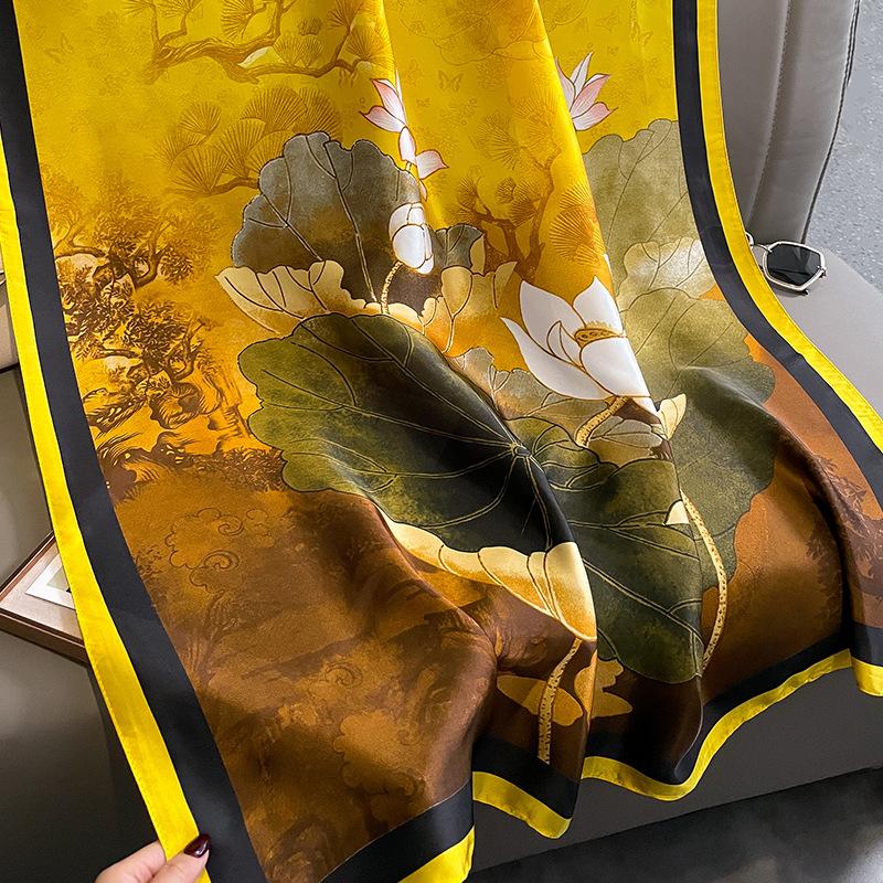 Spring Scarf Women's Luxury Design Polyester Material Smooth Scarf Soft Shawl Beach