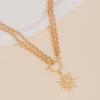 Alloy thick chain necklace exaggerated jewelry fashion personality niche sun pendant collarbone chain