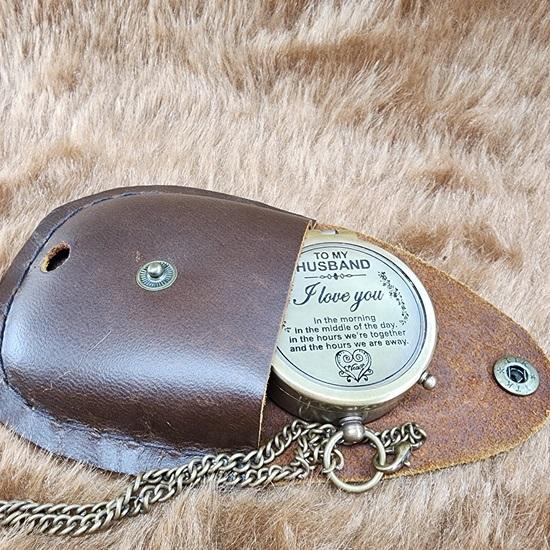 5,08 cm Messing-Kompass, Geschenke für Männer, Messing-Kompass, Geburtstagsgeschenk, Weihnachtsgeschenke für Ihn, mit Gravur „Mein Mann“.