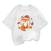 New Cute Cartoon Fox Printed Christmas Children's Gift T-shirt Summer Children's Short Sleeve Printed T-shirt  Kids Tops Clothes