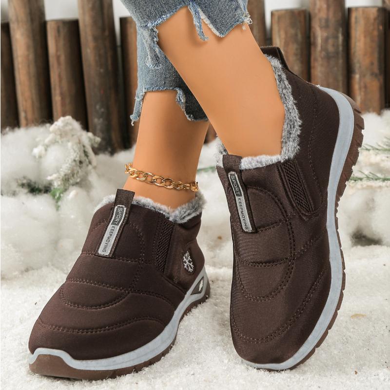 Women's Winter Boots Warm Shoes Round Toe Flat Shoes Solid Color Comfortable for Casual Boots